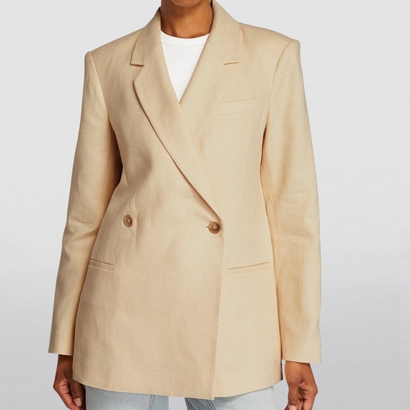 ANNE BING Yellow linen Double breasted Kaia Blazer - Picture 2 of 6